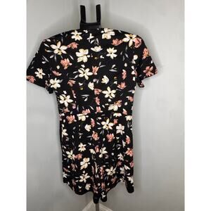 JEN Guava Women’s Floral Wrap Dress Short Sleeve Black Size Medium